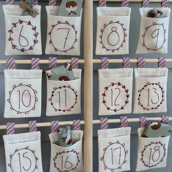 Pocketful of Joy Advent Pocket Stitchery Panel