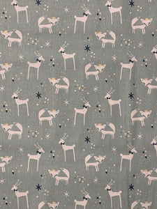 Pale Blue Reindeer & Fox Print Fabric