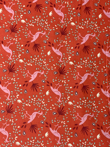 Red Bird Print Fabric